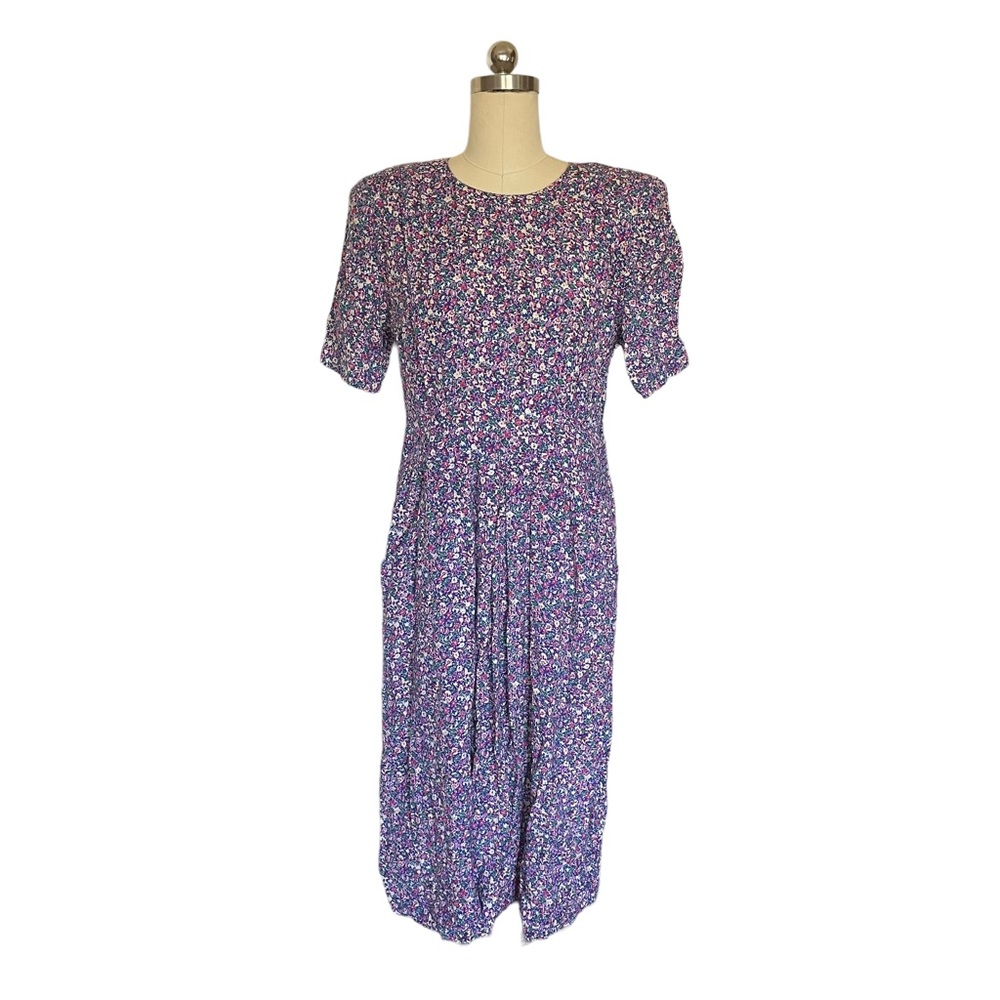 Vintage Purple Floral 90s Dress